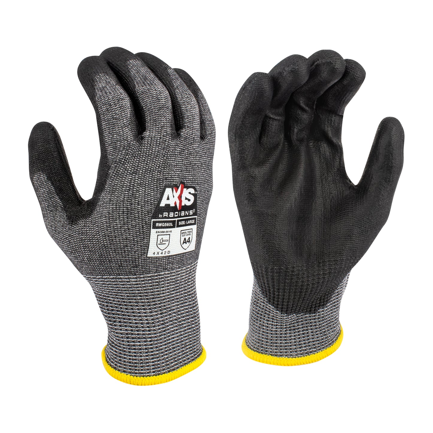 Radians AXIS A2 Polyurethane Coated Cut Protection Glove, Size M #RWG561M