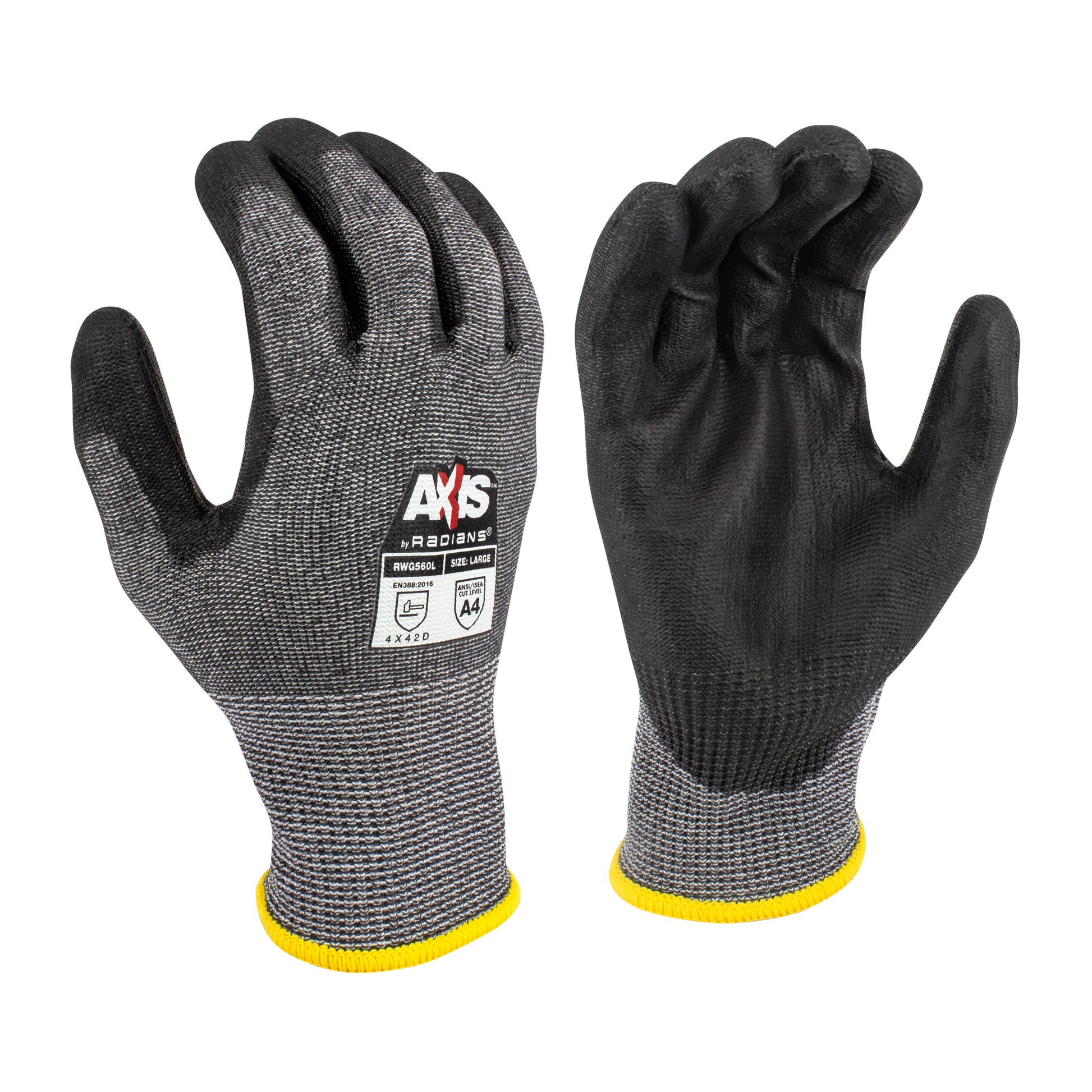 Radians AXIS A2 Polyurethane Coated Cut Protection Glove, Size L #RWG561L