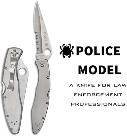 Spyderco Police Model Stainless Half Serrated Folding Knife #C07PS