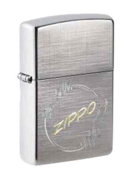 Zippo Vintage Script Laurel Design, Linen Weave Chrome Lighter #49879