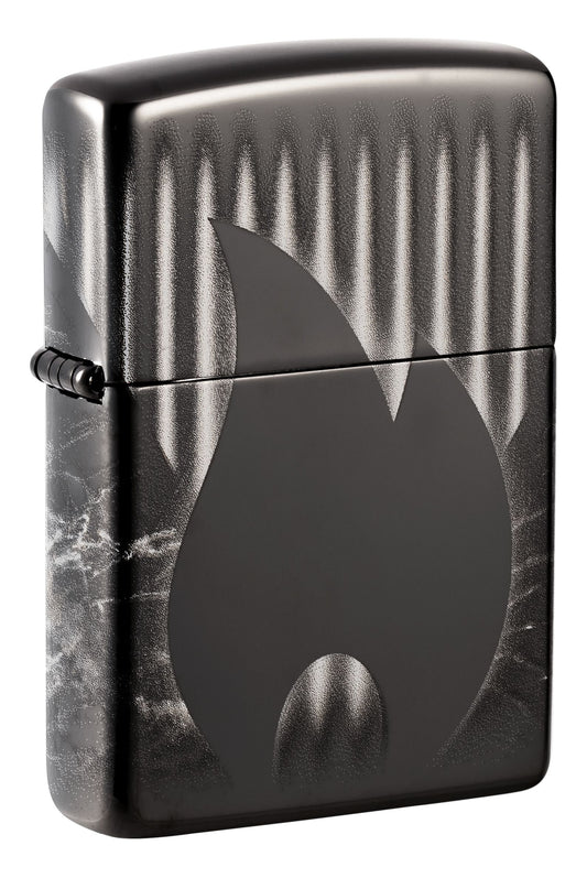 Zippo Flame Logo, High Polish Black, Photo Image 360 Lighter #48738