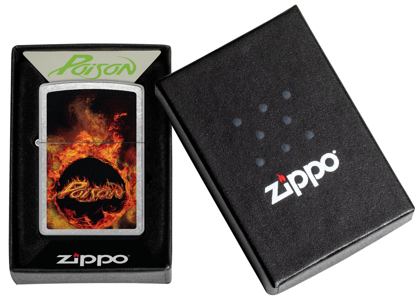 Zippo Poison Flaming Logo Street Chrome Lighter #47230