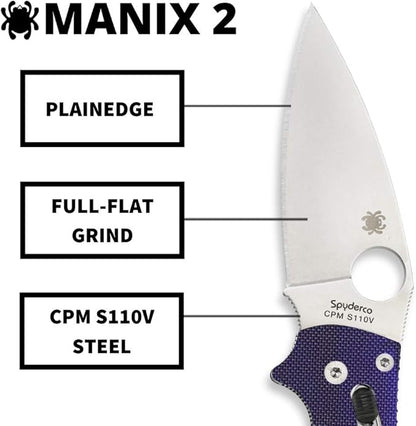 Spyderco Manix 2 Dark Blue G-10 CPM S110V Folding Knife #C101GPDBL2