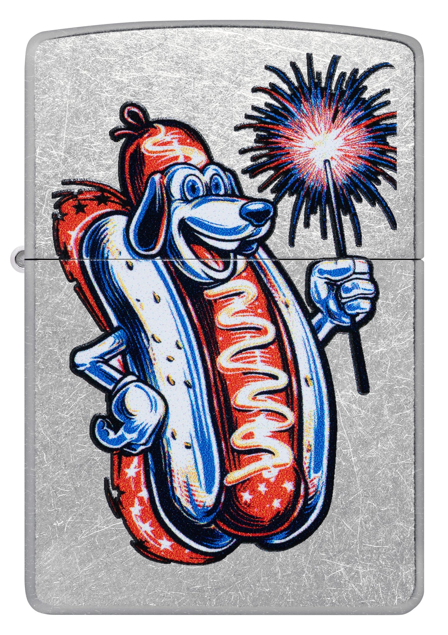 Zippo Firework Hot Dog, Street Chrome Lighter #47275
