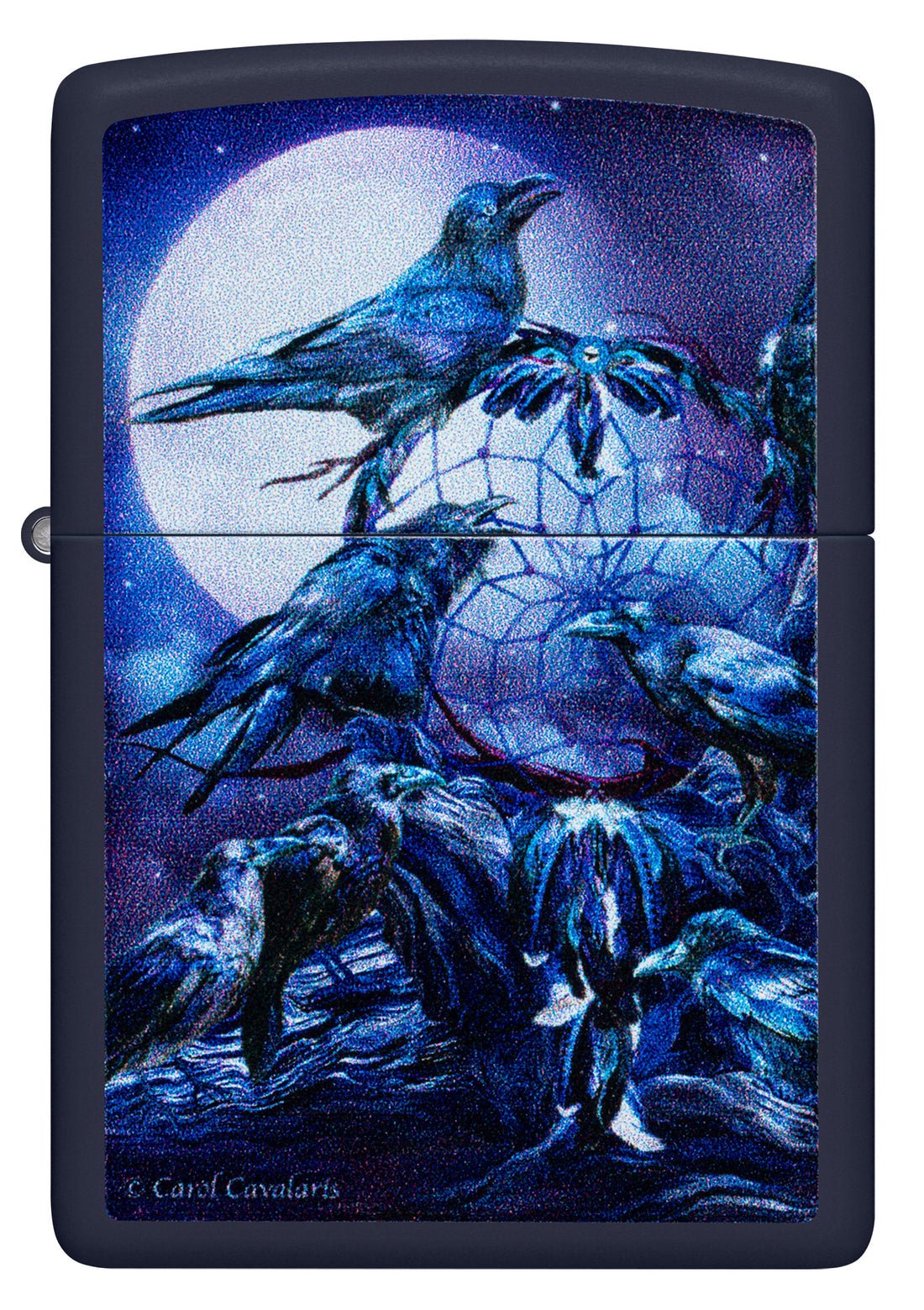 Zippo Raven Dreams Navy Matte Lighter & Leather Pouch Gift Box Set