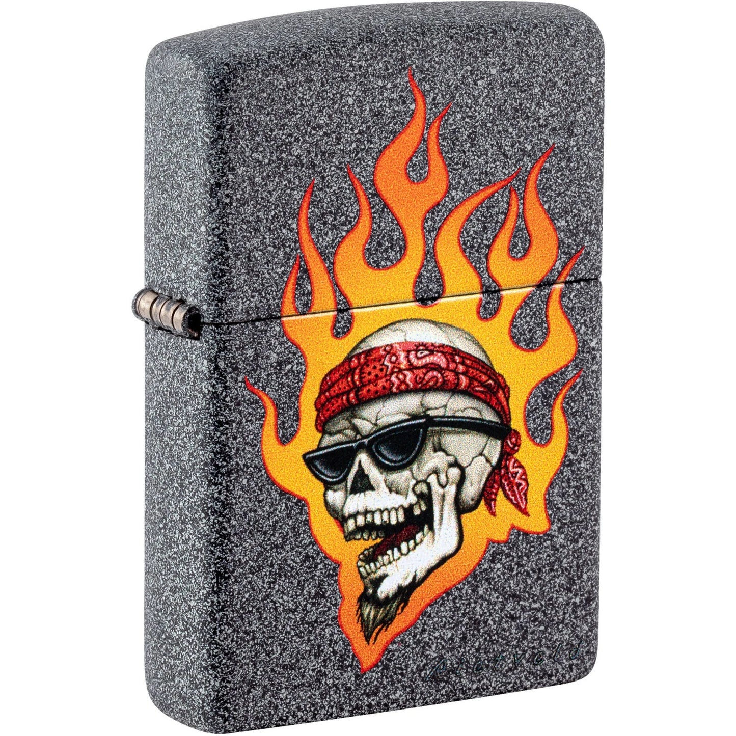Zippo Rietveld Flaming Skull Iron Stone Lighter #46933
