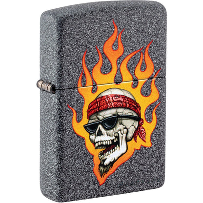 Zippo Rietveld Flaming Skull Iron Stone Lighter #46933