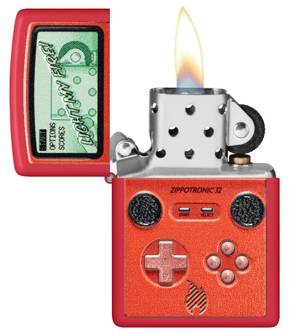 Zippo Retro Gameboy Design, Texture Print Red Matte Lighter #46700