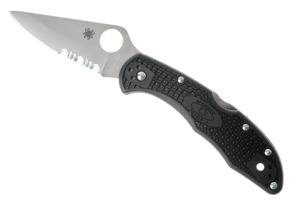 Spyderco Delica 4 Knife, Combo Blade, FRN Handle, Black #C11PSBK