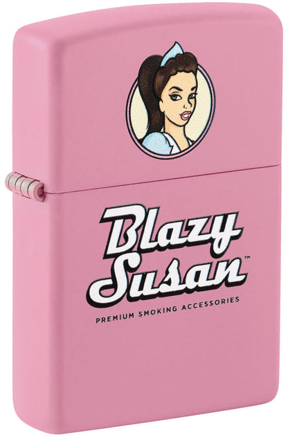 Zippo Blazy Susan Pink Logo Design, Pink Matte Finish Lighter #46770