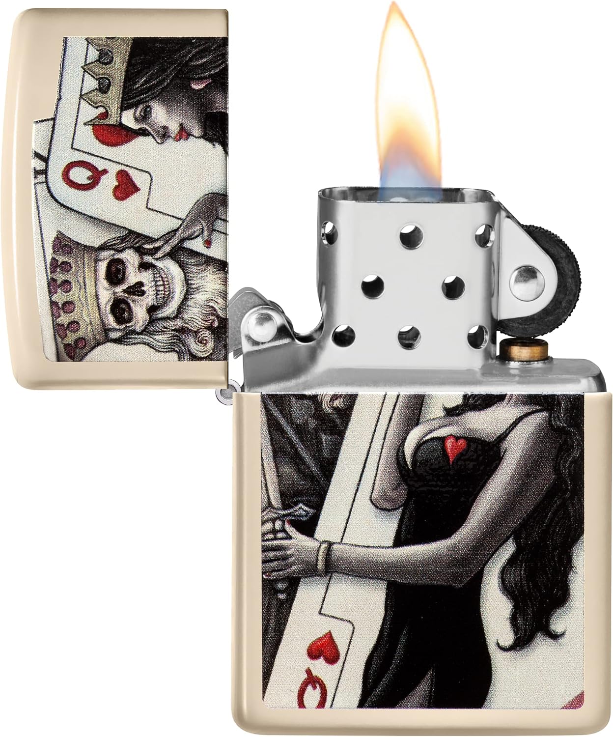 Zippo Skull King and Queen Playing Card, Flat Sand Lighter #49942