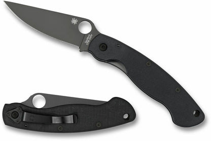 Spyderco Military Folding Knife, 3" Black Blade G10 Handles Made in USA #C36GPBK