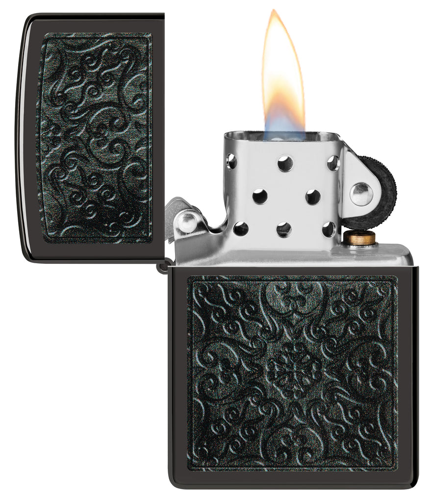 Zippo Scrollwork Pattern Design, High Polish Black #48961