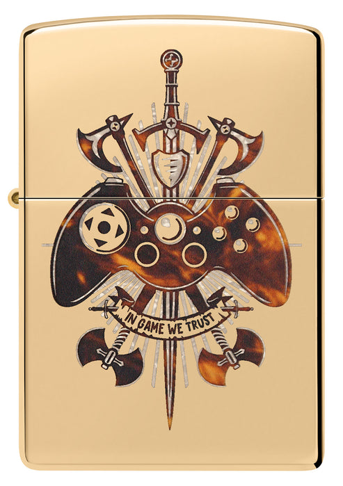 Zippo Gamer Creed Design, High Polish Brass Lighter #46141