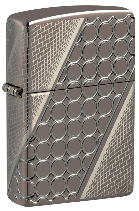 Zippo Deep Dots Design Armor Black Ice MultiCut 360 Lighter #46812