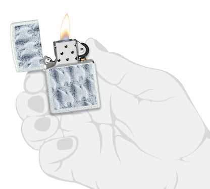 Zippo Frozen Flames Design, Glacier Finish Lighter #46599