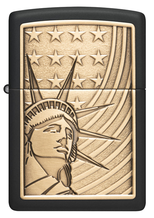 Zippo Lady Liberty USA Emblem, Black Matte Lighter #48921