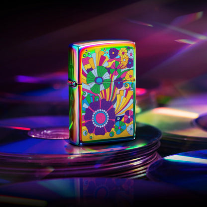 Zippo Vintage Flowers Hippie Retro Design, Multi Color Lighter #48997