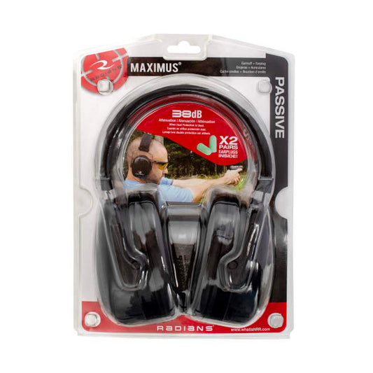 Radians Maximus Earmuff, NRR 28, Black #MX0100CS