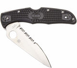 Spyderco Endura 4 Serrated Folding Knife, Wave VG-10, Black Handle #C10PSBK
