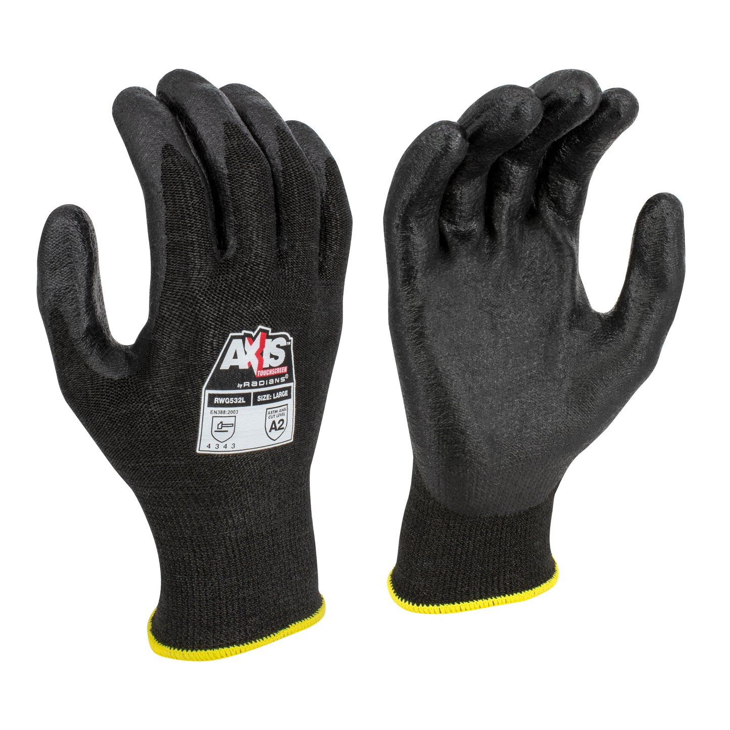 Radians AXIS A2 Touchscreen NBR Coated Cut Protection Glove, Size M #RWG532M