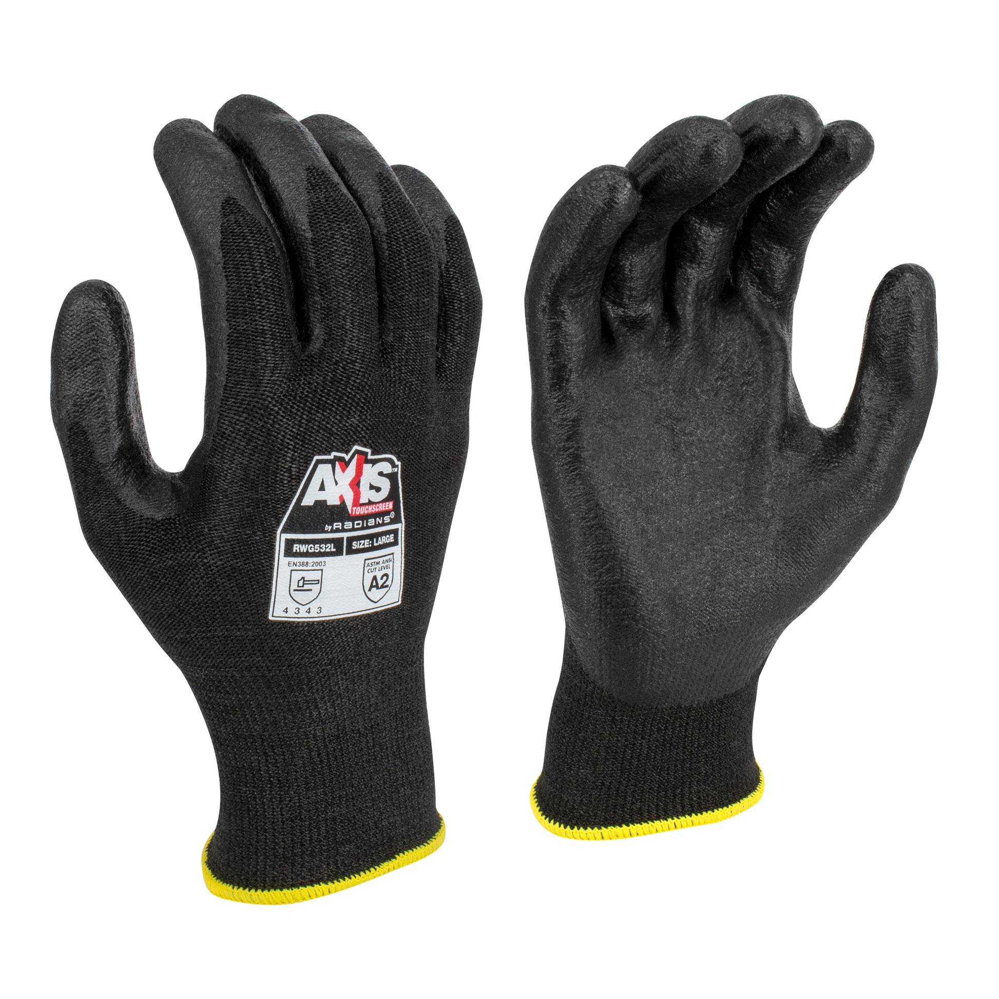 Radians AXIS A2 Touchscreen NBR Coated Cut Protection Glove, Size M #RWG532M