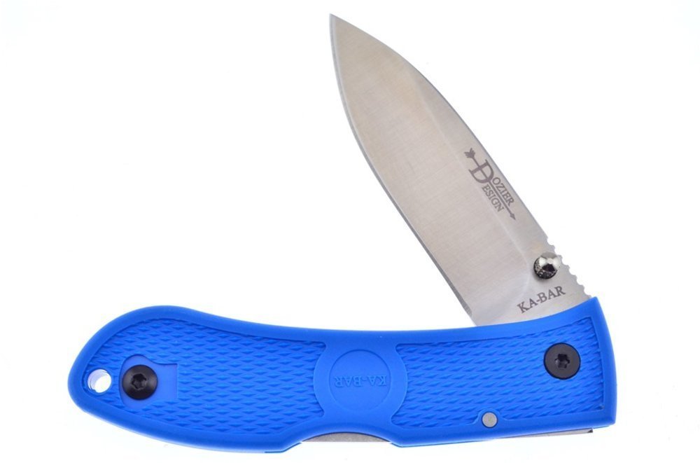 Ka-Bar Dozier Folding Hunter Knife, Thumb Stud, Blue #4062BL
