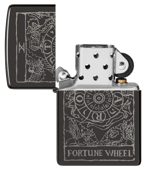 Zippo Wheel of Fortune Design, High Polish Black Lighter #46138