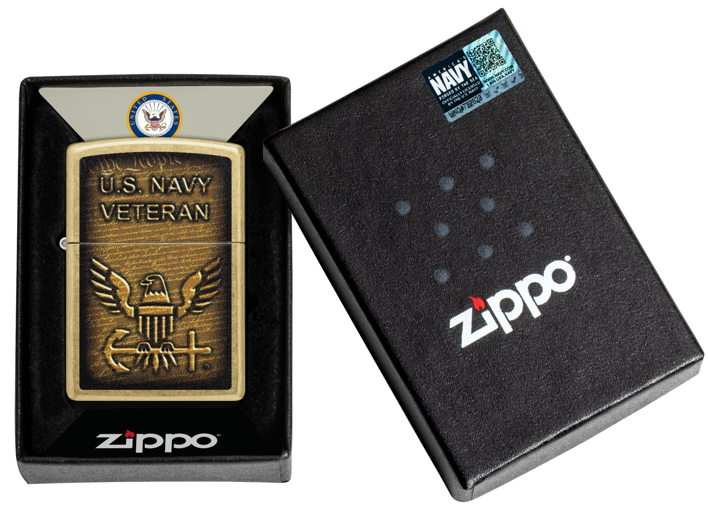 Zippo US Military Navy, Street Brass Lighter #46489