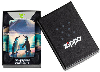 Zippo Penguin Design, 540 Color Glow In The Dark Lighter #46014