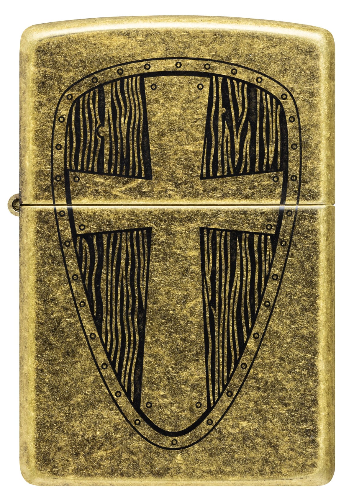 Zippo Crusader Shield, Antique Brass Lighter #47260