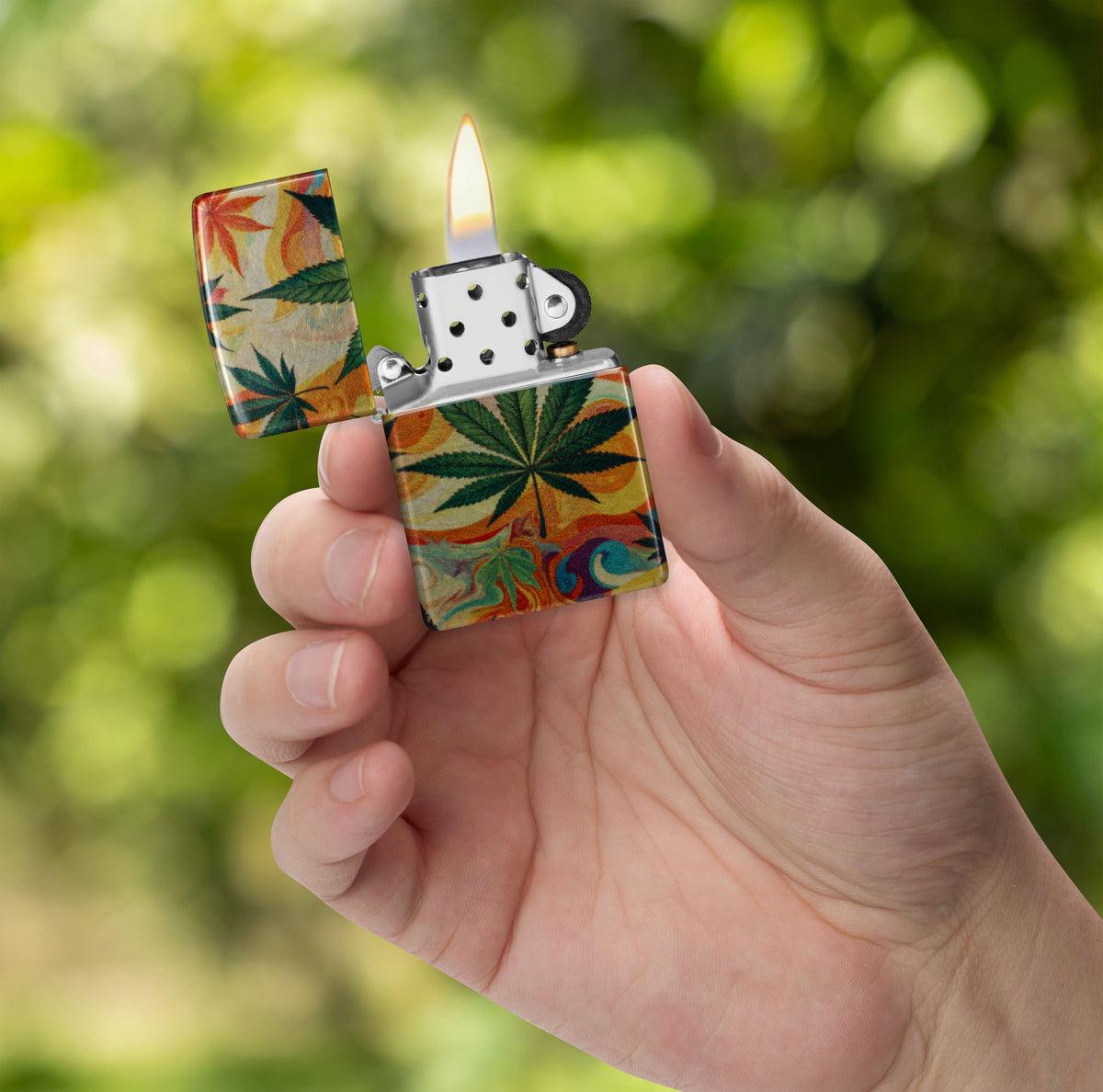 Zippo Cannabis Leaf, 540° Tumbled Chrome Lighter #47270