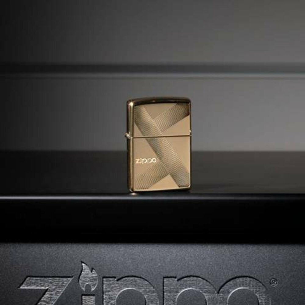 Zippo Laser Engraved Logo Design, High Polish Brass, Windproof Lighter #49255