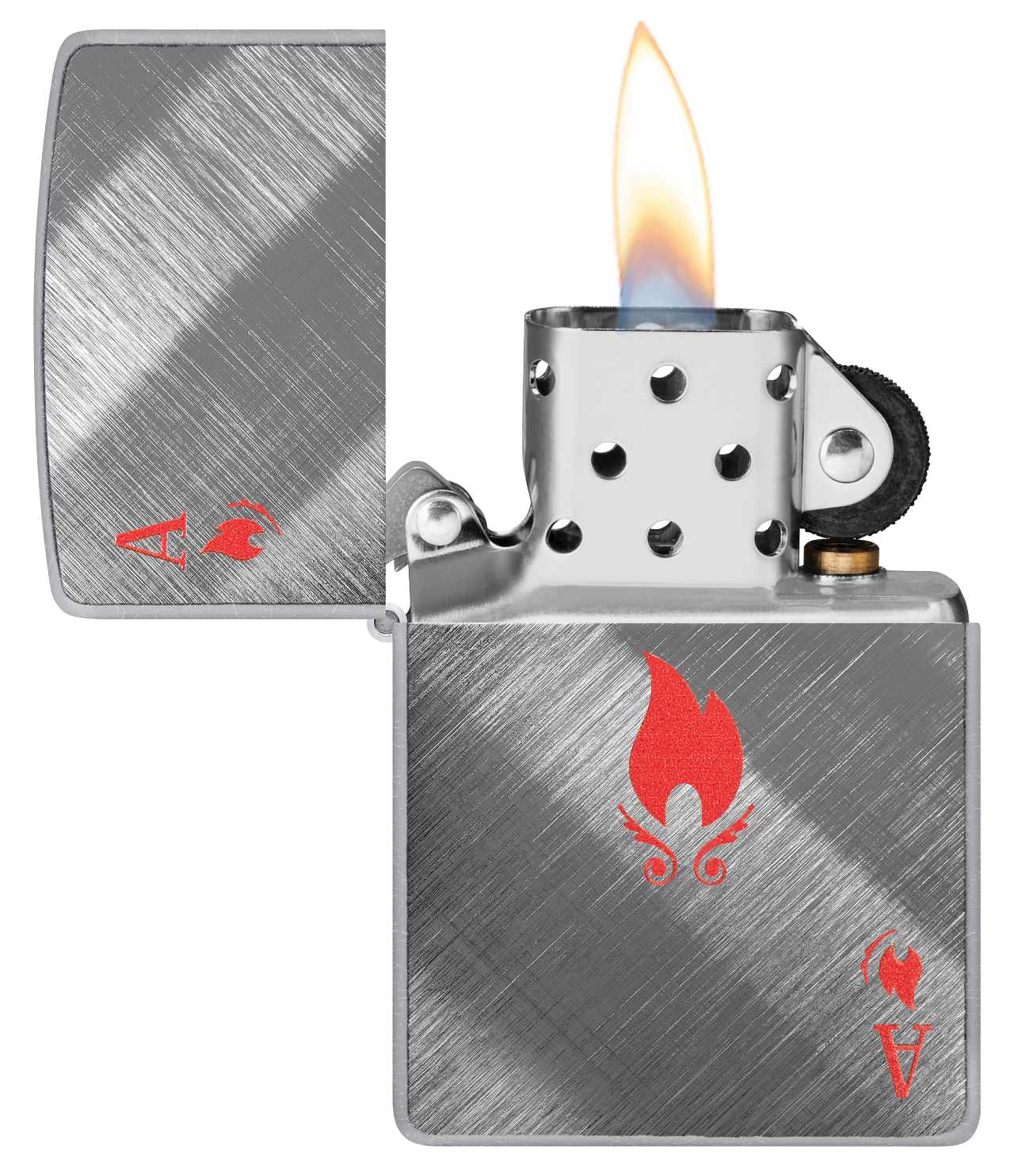 Zippo Ace of Flames Card, Diagonal Weave Finish Lighter #48451