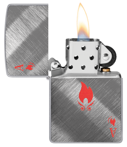 Zippo Ace of Flames Card, Diagonal Weave Finish Lighter #48451