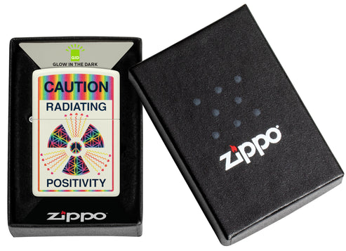 Zippo Caution Radiating Positivity, Glow in the Dark Lighter #46243