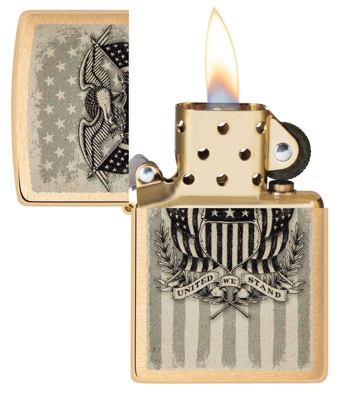 Zippo American Crest United We Stand, Brushed Brass Lighter #46230