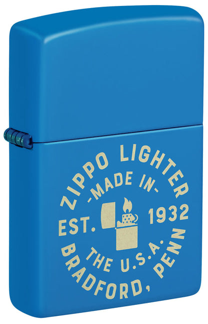 Zippo Seal Laser Engraved Design, Sky Blue Matte Lighter #46173