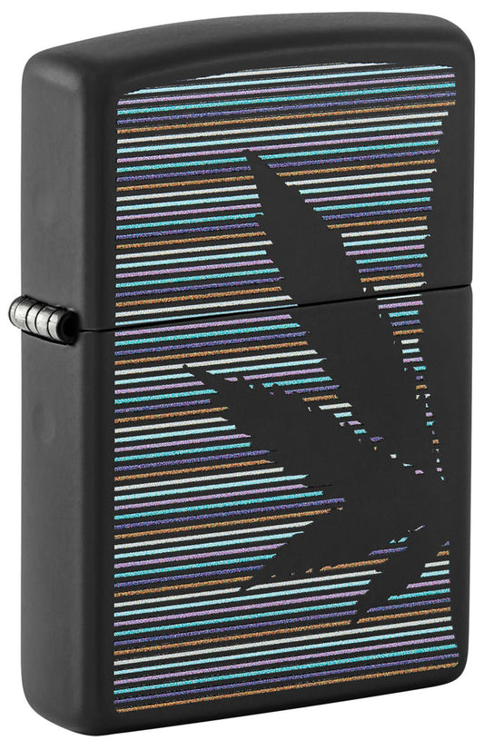 Zippo Cannabis Pinstripes Design, Black Matte Lighter #48927