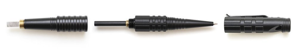 Schrade Survival Tactical Pen w/ Ferro Rod & Survival Whistle Black #SCPEN4BK