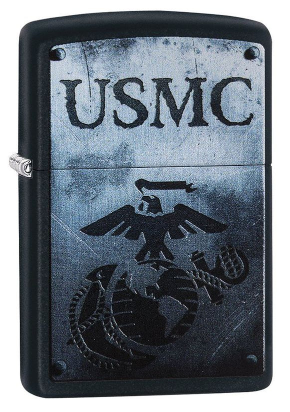 Zippo United States Marine Corps USA, Black Matte Lighter #28744