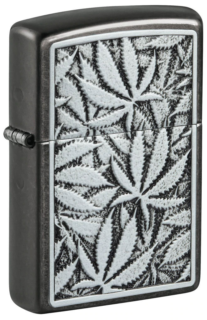Zippo Leaf Emblem Design, Black Matte Lighter #48123