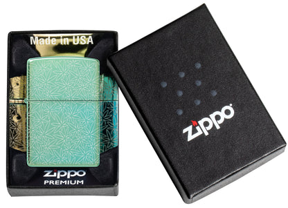 Zippo Cannabis Design, 360 High Polish Green Lighter #46294