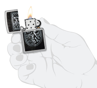 Zippo Medieval Dragon Logo, Street Chrome Lighter #48730