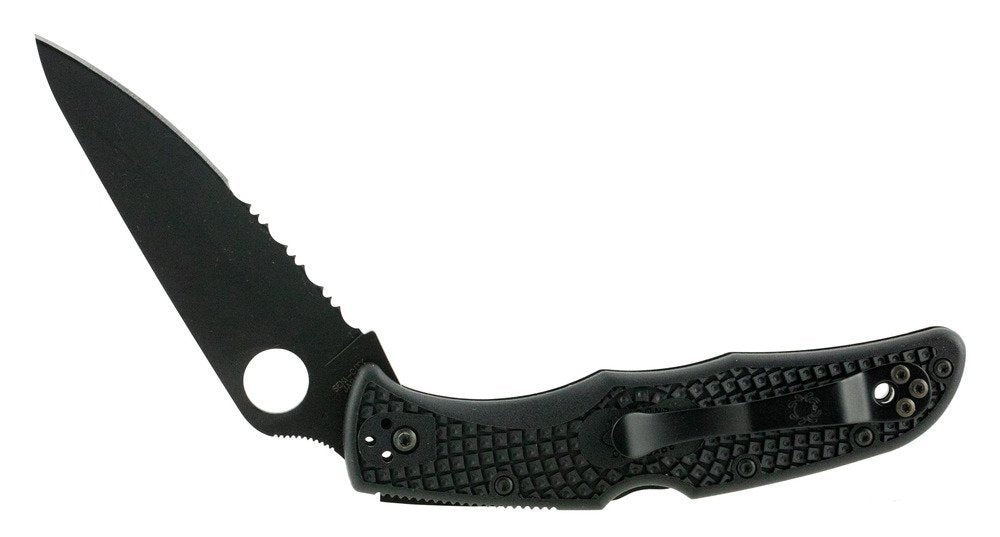 Spyderco Endura 4 Serrated Folding Knife, Black VG-10, Black Handle #C10PSBBK