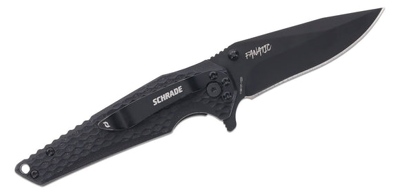 Schrade Delta Class Fanatic Flipper Knife, Black G10 Handles #1182621