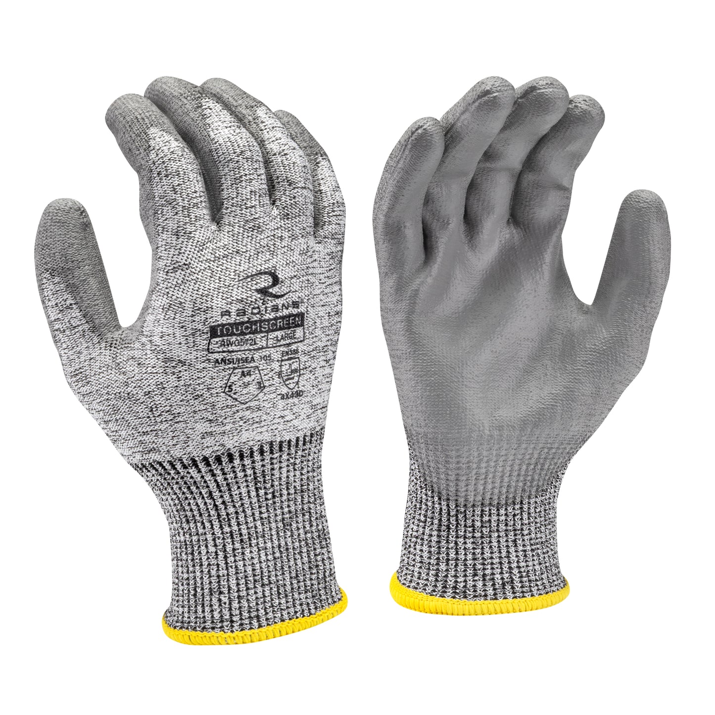 Radians Cut Level A4 HPPE/Polyester, PU Coated Cut Protection Glove, Size L #RWG572L