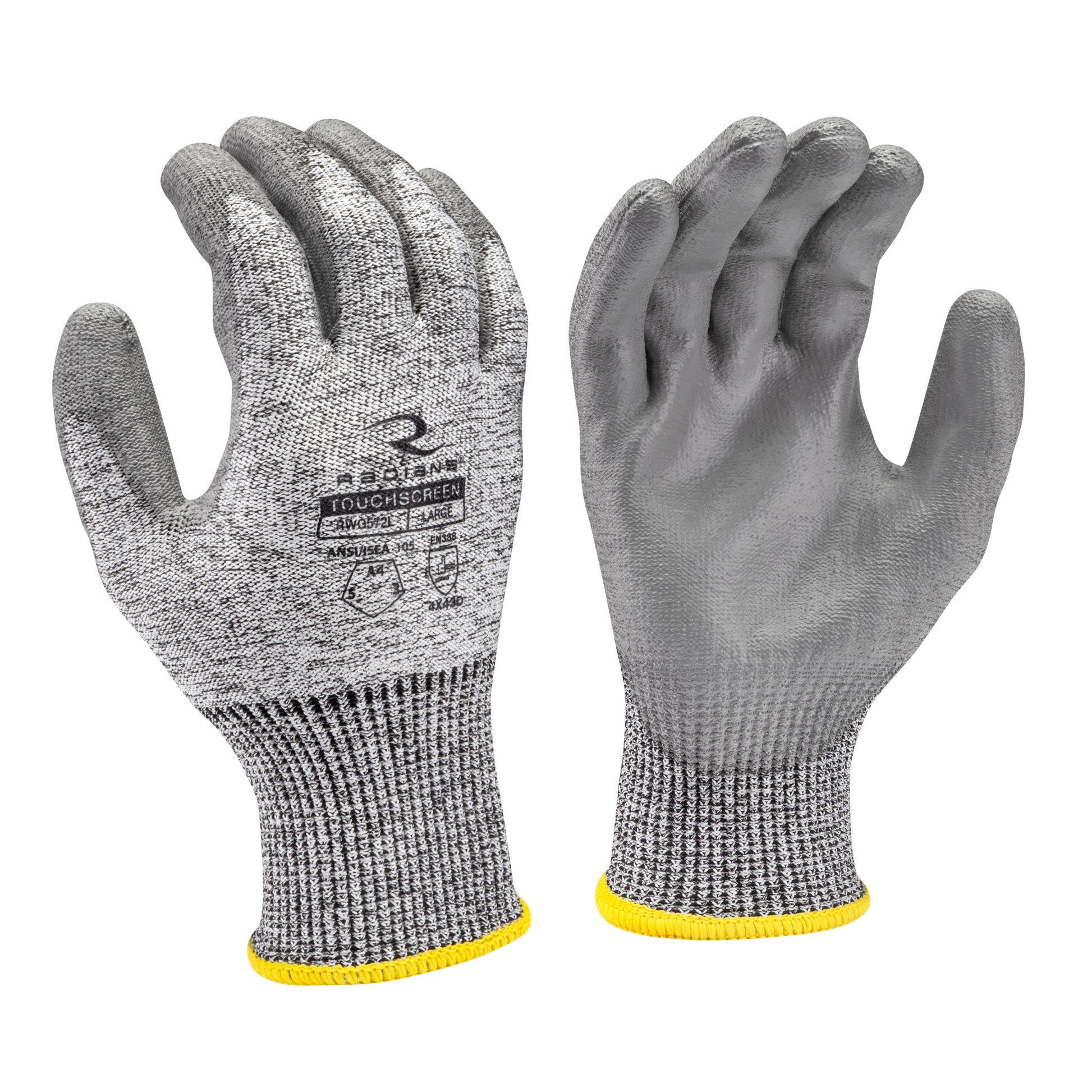 Radians Cut Level A4 HPPE/Polyester, PU Coated Cut Protection Glove, Size L #RWG572L
