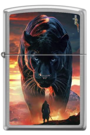 Zippo Claudio Mazzi God Panther, Brushed Chrome Collectible Lighter #46411