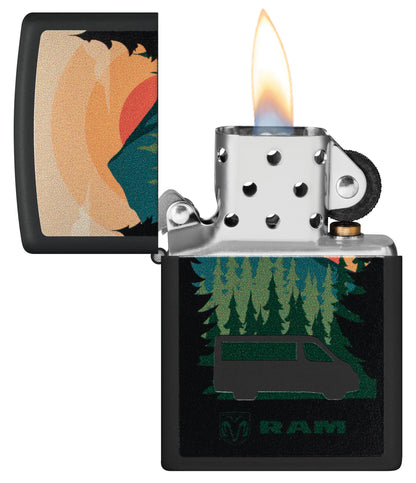 Zippo Ram Truck Automobile Nature Design, Black Matte Color Image Lighter #48764